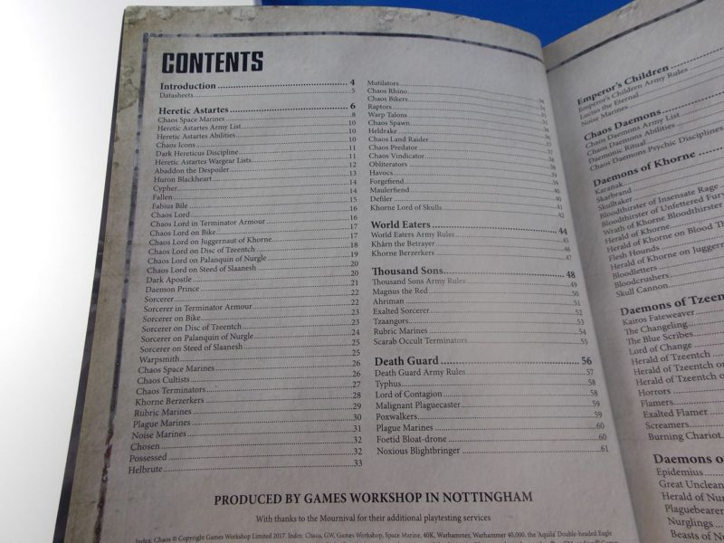 Index Chaos Warhammer Rulebook